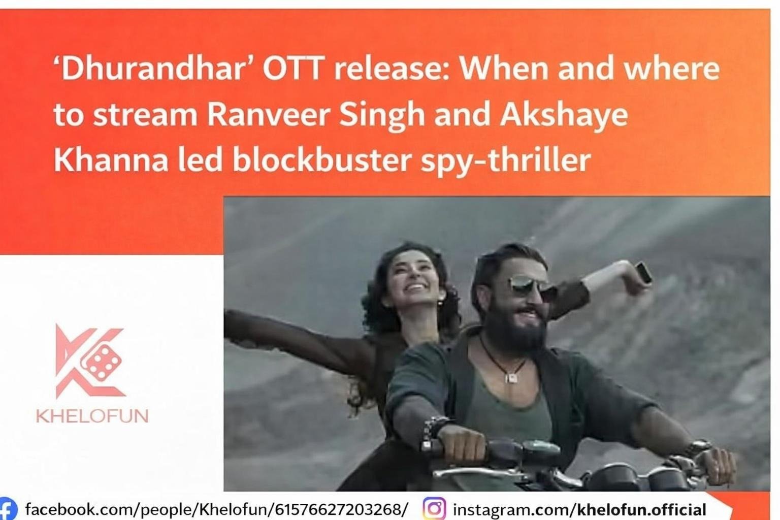 Dhurandhar OTT release poster showcasing intense spy thriller visuals and lead characters in action-packed scenes.