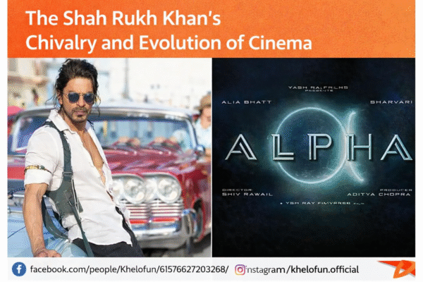 Shah Rukh Khan in a classic romantic pose highlighting his chivalrous on-screen persona and lasting impact on Indian Cinema.