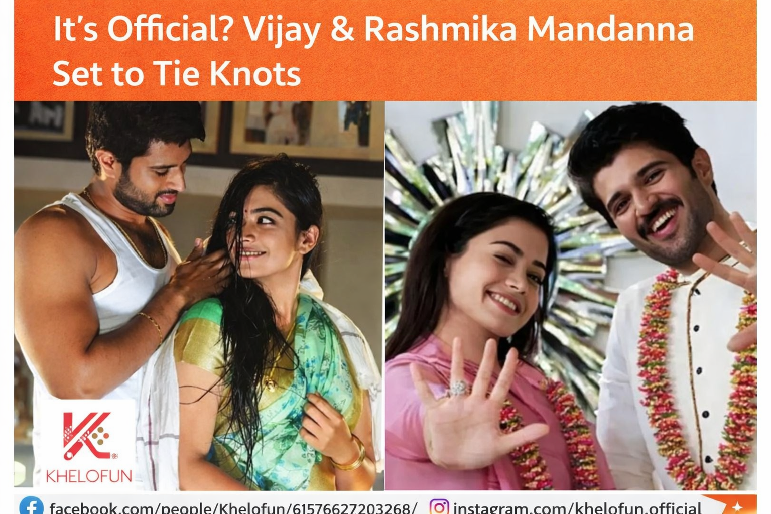 Vijay Deverakonda and Rashmika Mandanna posing together amid wedding rumors.