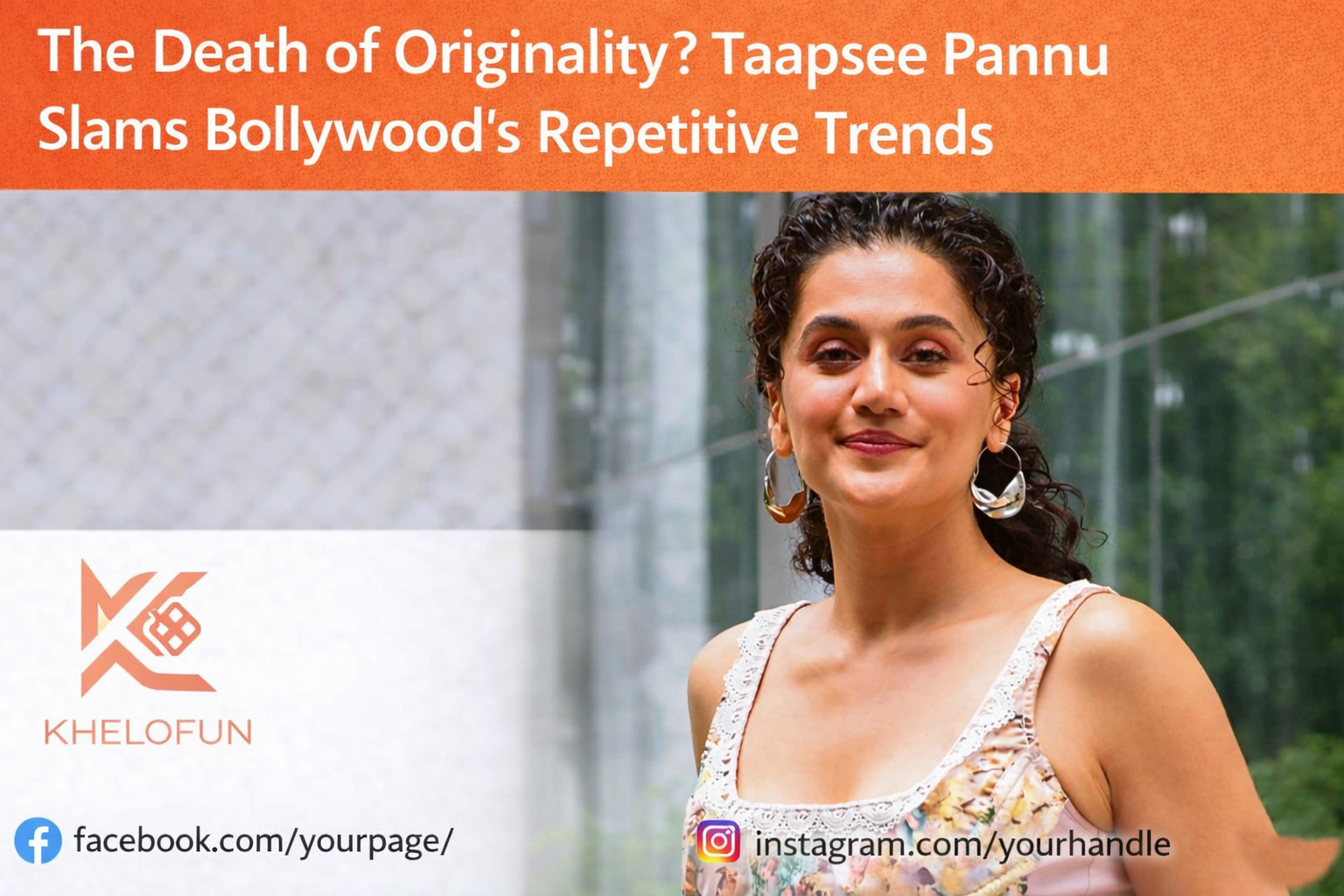 Taapsee Pannu speaking at a public event while addressing concerns about creativity in Bollywood cinema.