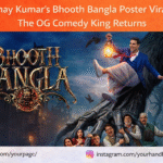 Poster of Bhooth Bangla featuring Akshay Kumar in a spooky haunted-house themed setting, marking Priyadarshan’s ghostly comedy return.