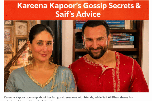Kareena Kapoor Khan shares fun gossip habits while Saif Ali Khan gives personal advice during a candid conversation.