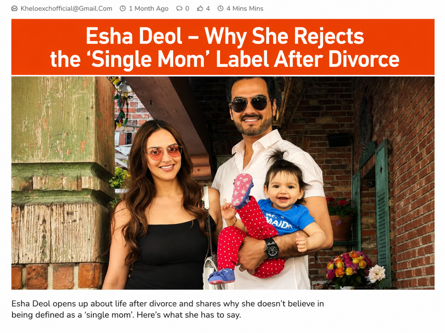 Esha Deol discusses life after divorce and explains why she does not identify with the ‘single mom’ label.
